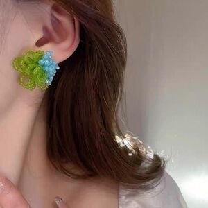 Green & Blue Flower Earrings